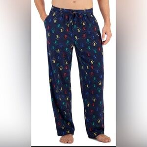 Club Room Men’s Fleece Pajama Pants – Christmas Lights Print – Size M